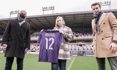 Jos Donvil, CEO RSC Anderlecht, Meghan Richil, coordinatrice Brusol & Koen Decourt, fondateur Brusol